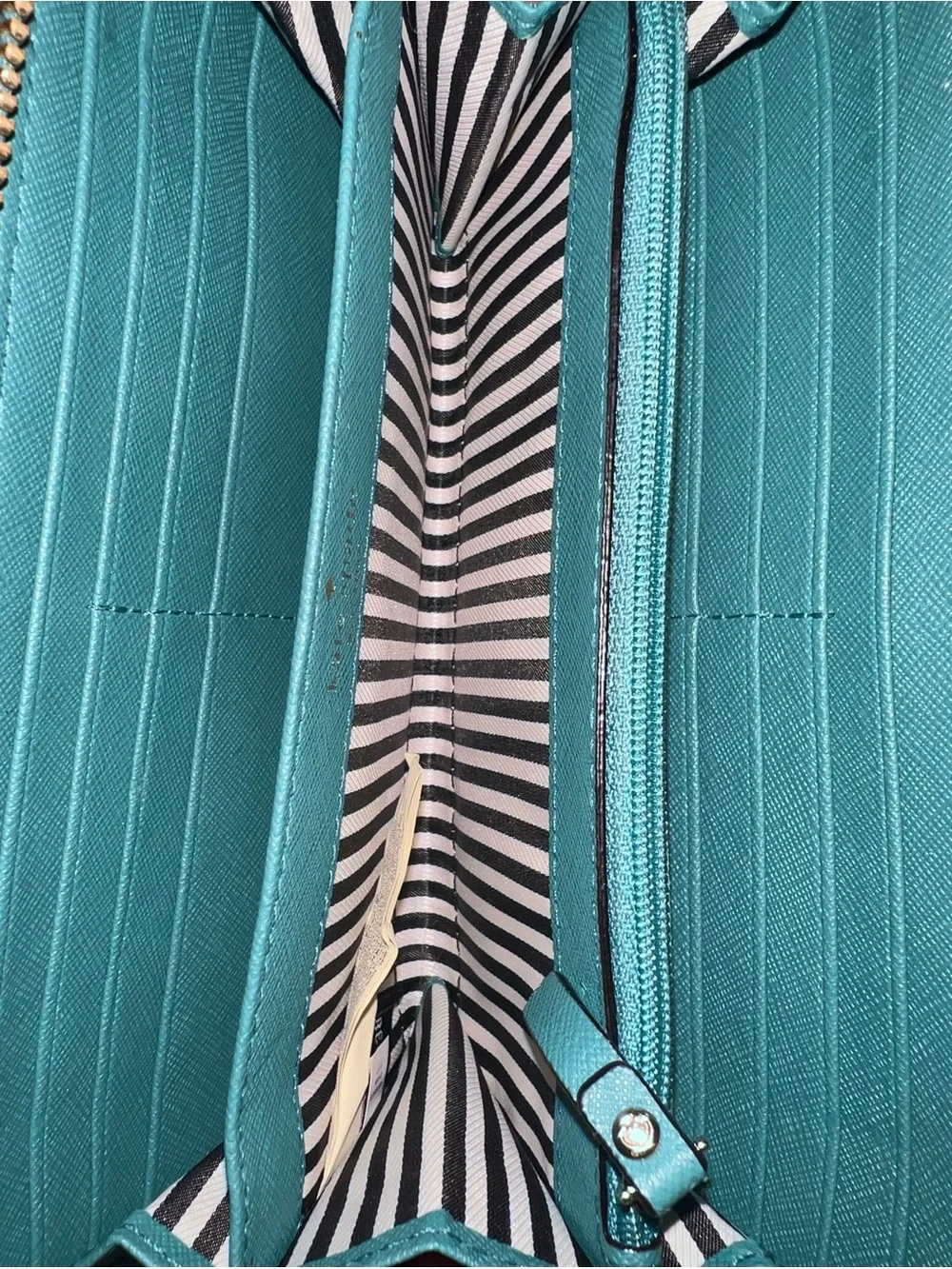 kate spade New York Teal Saffiano Zip-Around Wallet